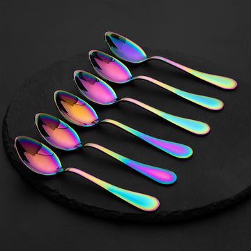6 Tea Spoon Multi Colored Golden Qareenay Manzil® branded